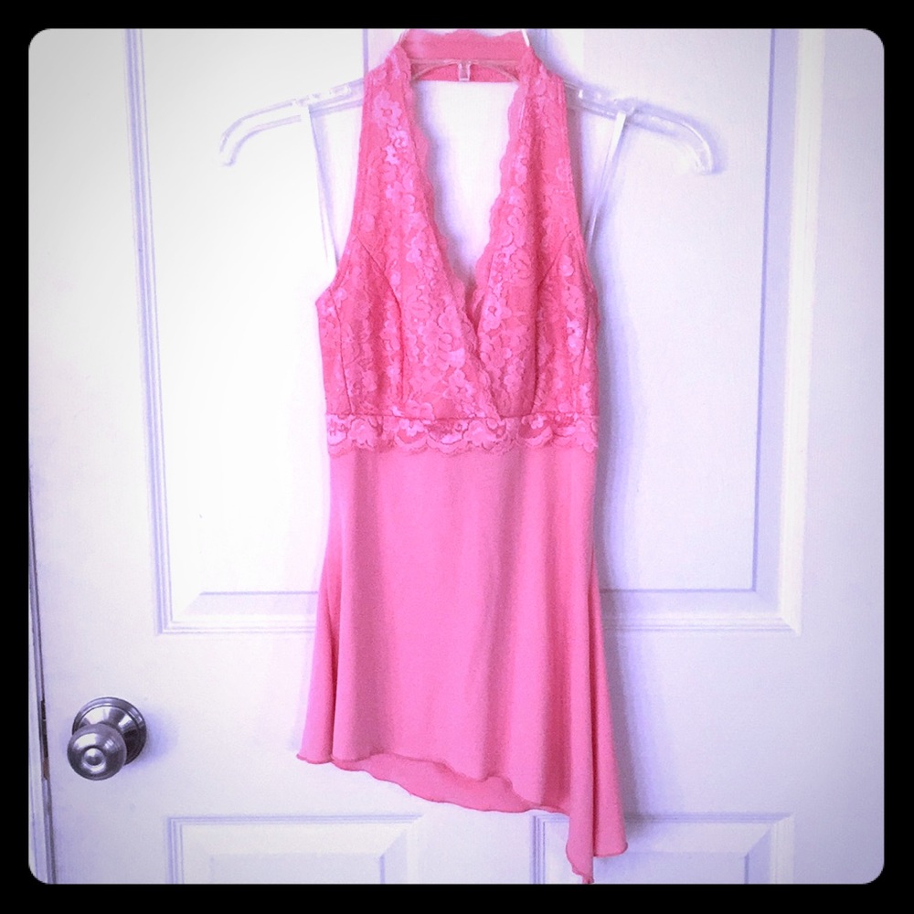 Coral Lacy Flowy Tank Top